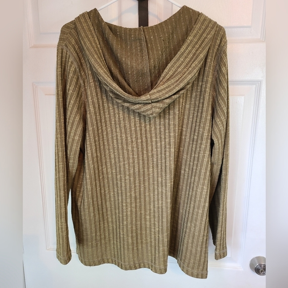 Absolutely Famous Woman's Long Sleeve Sweater Hoodie,  Size: 1X Color: OD Green - Picture 13 of 14